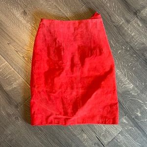 Red leather skirt